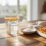 Test dell’acqua salata: gemme d’ambra che galleggiano in un bicchiere